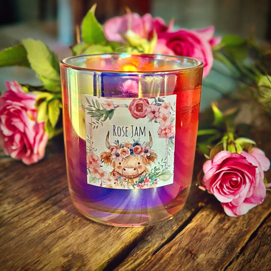 Rose Jam Aurora Glass Wood Wick Candle 30cl