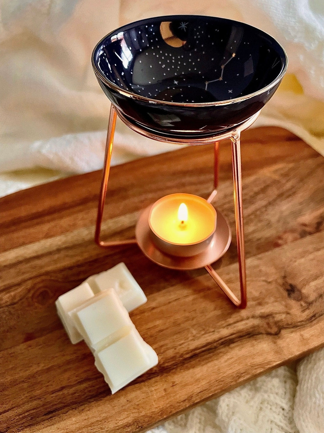 Celestial burner with rose gold stand